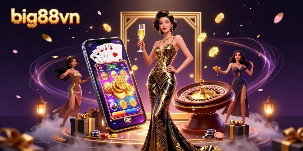 Experience the thrills at big88vn with a glamorous casino scene showcasing elegant gameplay.