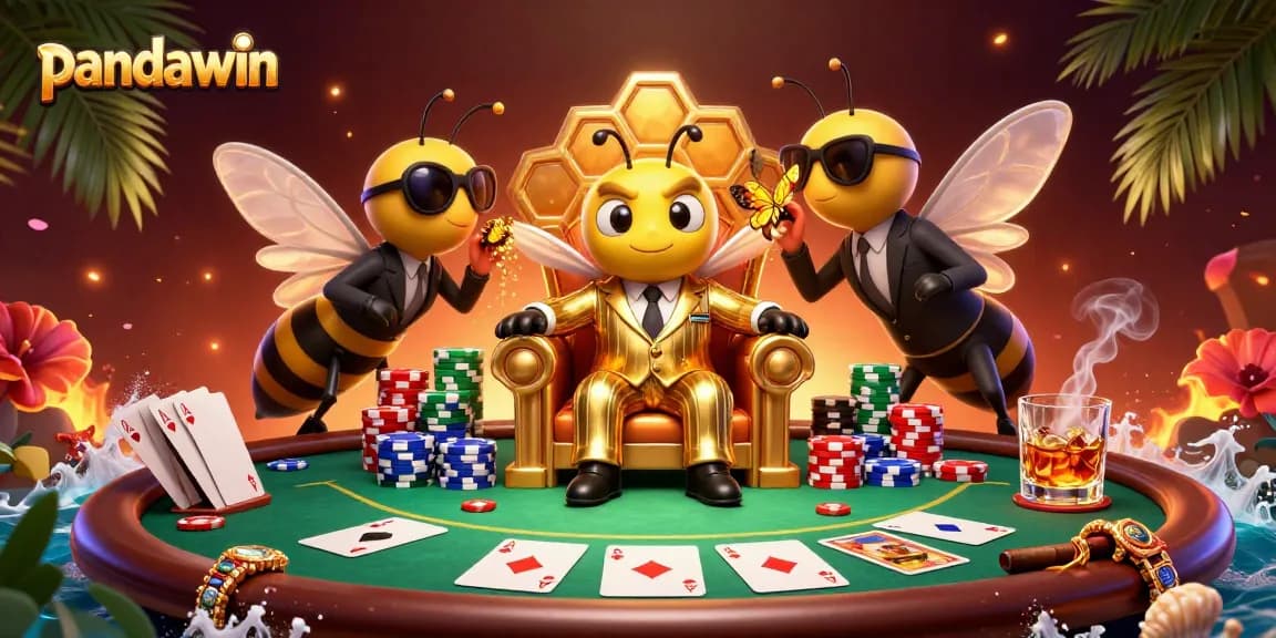 Experience the thrill of pandawin at a vibrant poker showdown with animated characters.