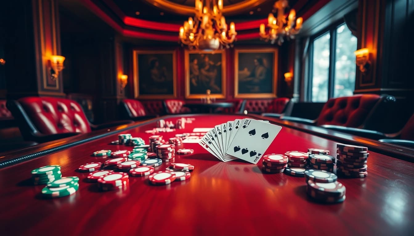 Experience the excitement of idn poker 88 in a luxurious casino poker room with colorful chips and polished table.
