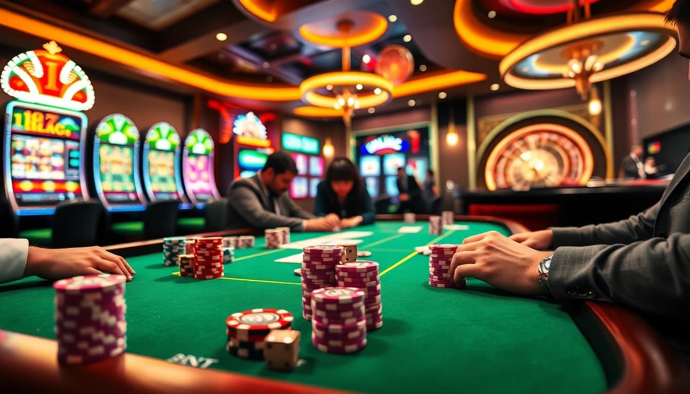 Join the excitement of gambling with a thrilling scene from https://89bet.green/ featuring poker and roulette.