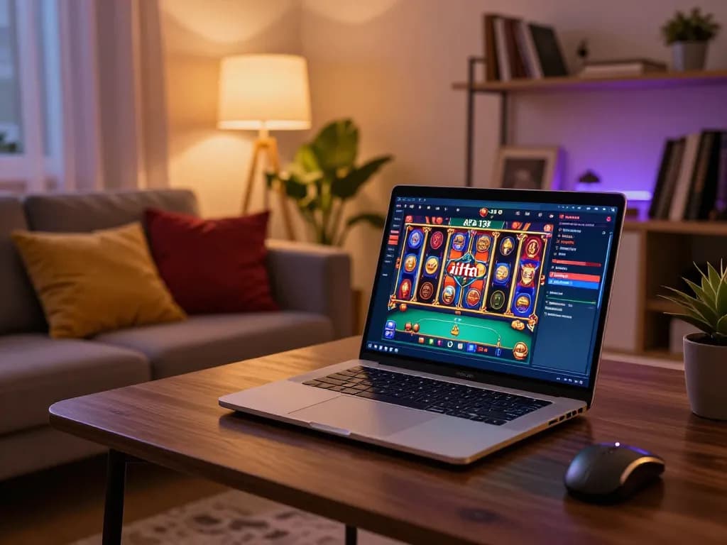 Engaging online casino gameplay with alfa 138 featuring vibrant game graphics and stylish home setup