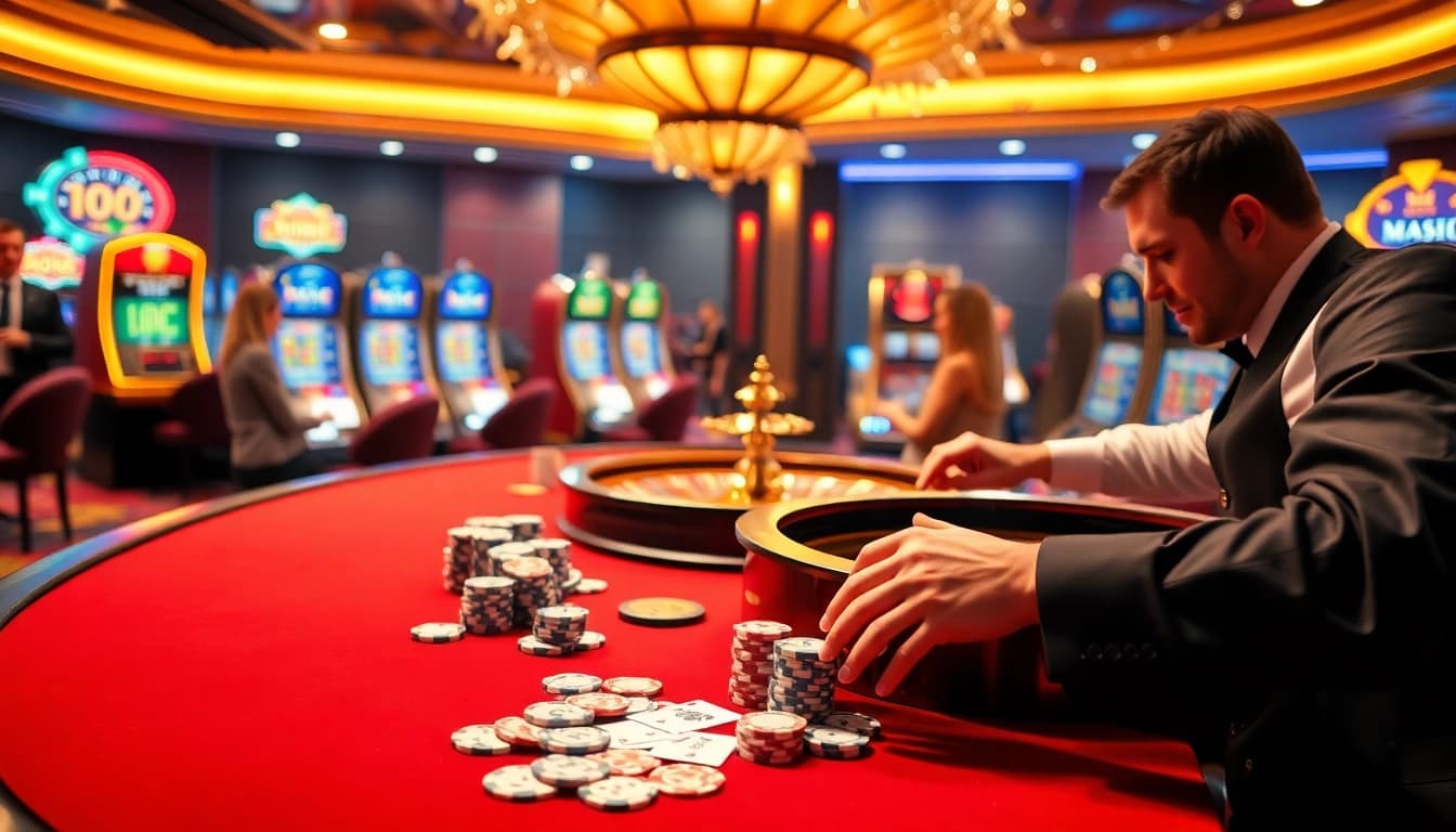 KTPJITU slot machines and poker action showcasing excitement in a vibrant casino setting.