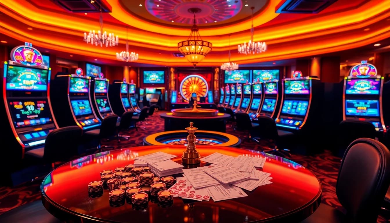 Engaging slot machine area illustrating Daftar Nama Nama Situs Judi Slot Online Terpercaya with vibrant games and excited players.