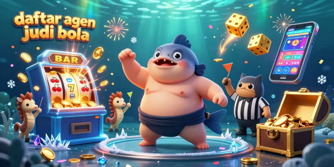 Engage in thrilling sports betting action at daftar agen judi bola with excited underwater characters.