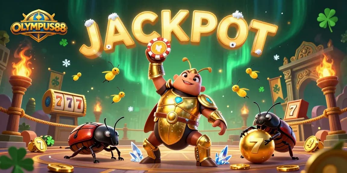 OLYMPUS88 tampilkan kasino slot online dengan jackpot yang bersinar dan karakter menarik.