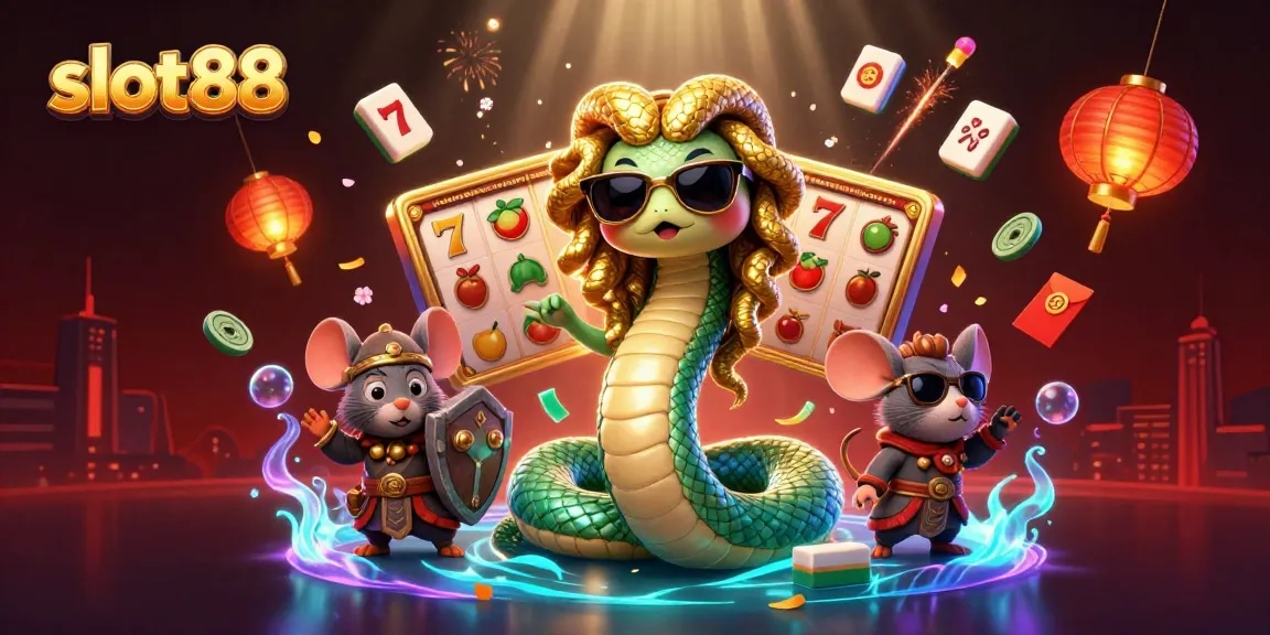 Experience thrilling slot88 gameplay with a vibrant, detailed casino artwork featuring dynamic characters and game elements.