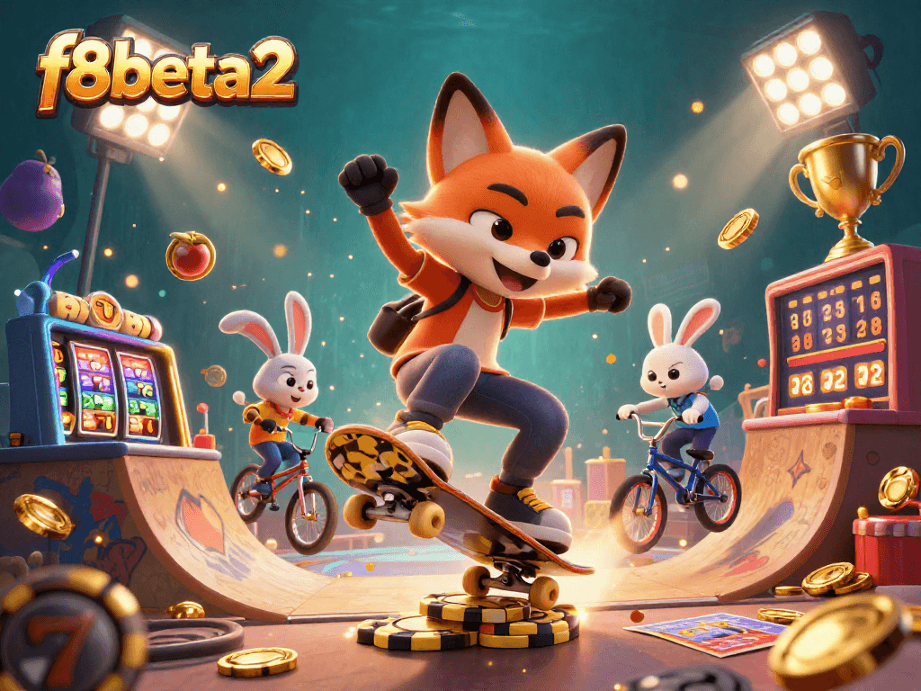 Experience thrilling gameplay in f8beta2 slots with a vibrant 3D illustration featuring energetic casino elements.