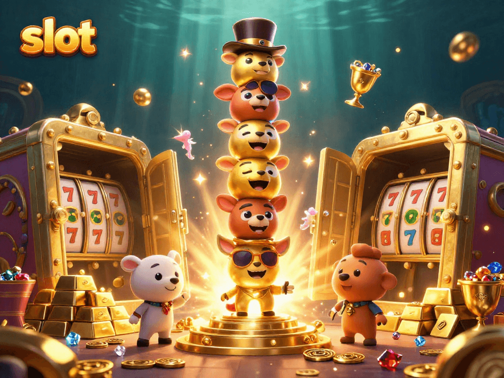 Menggandakan kesenangan dalam permainan slot modern yang menampilkan totem emas dan simbol keberuntungan