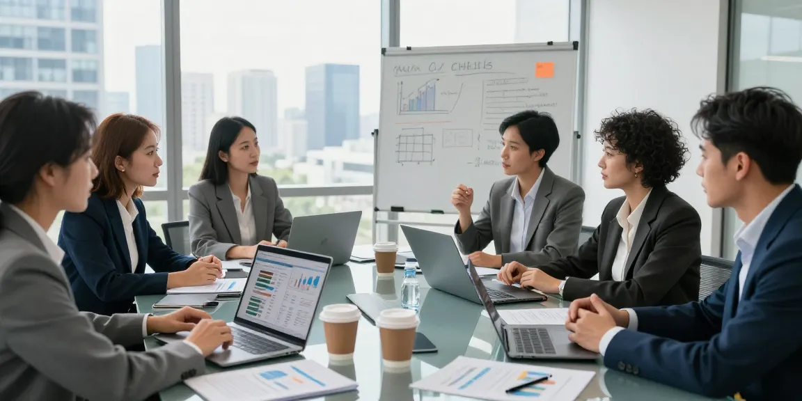 Team collaboration focused on link slot strategies in a modern finance office.