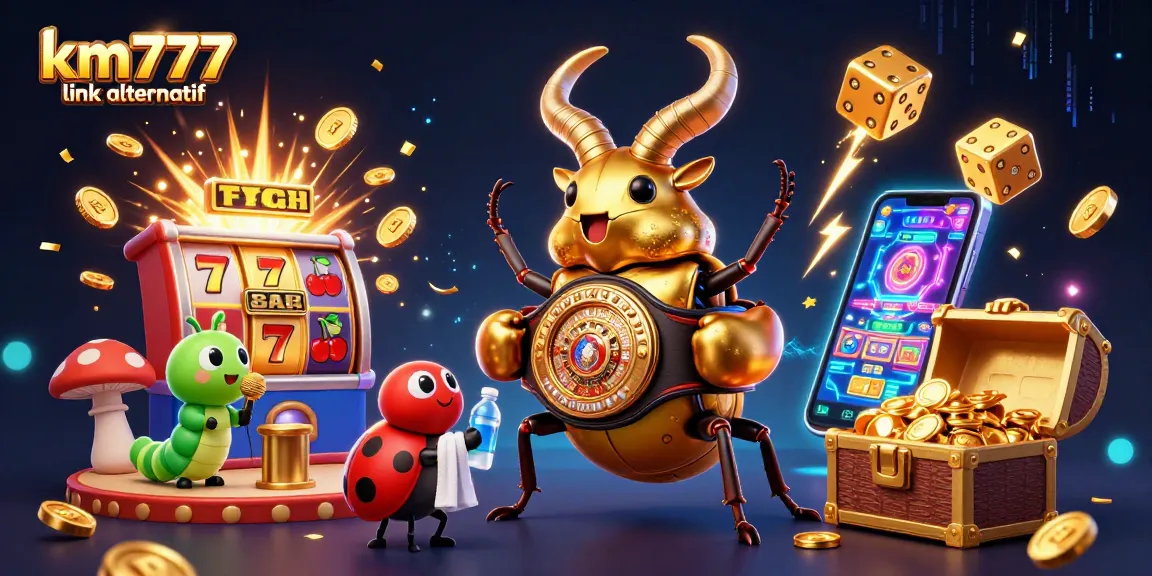 Engage with the excitement of km777 link alternatif featuring a dynamic 3D casino illustration bursting with action and rich details.