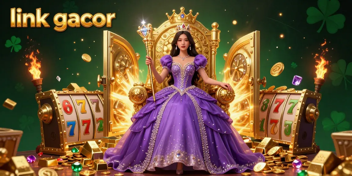 Spin to win with link gacor in a vibrant casino scene featuring valuable slot game elements and treasures.