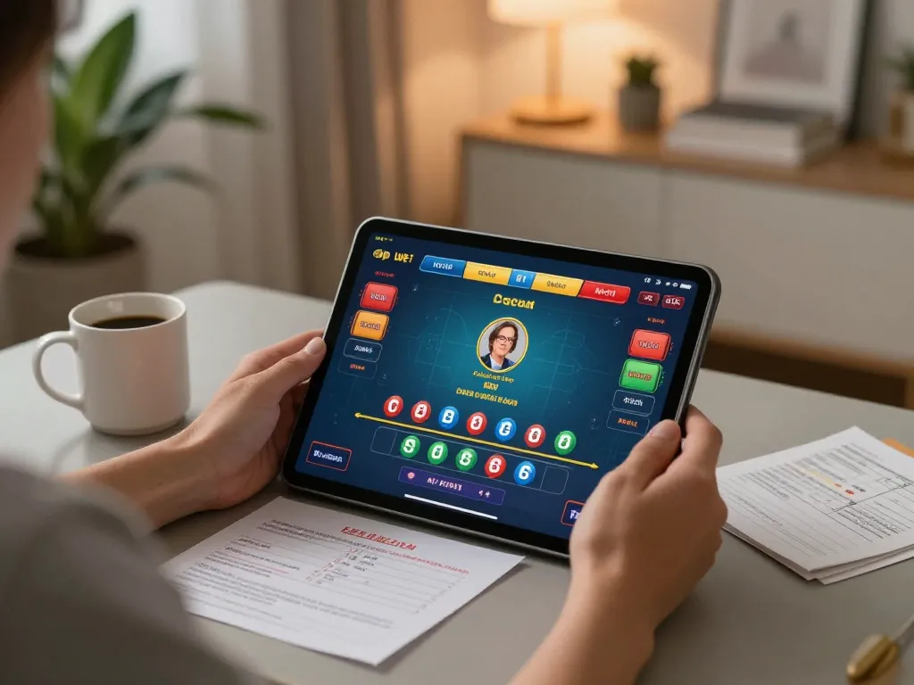 nk88 user engaging in live baccarat online, showcasing dynamic gameplay and a cozy home setting.