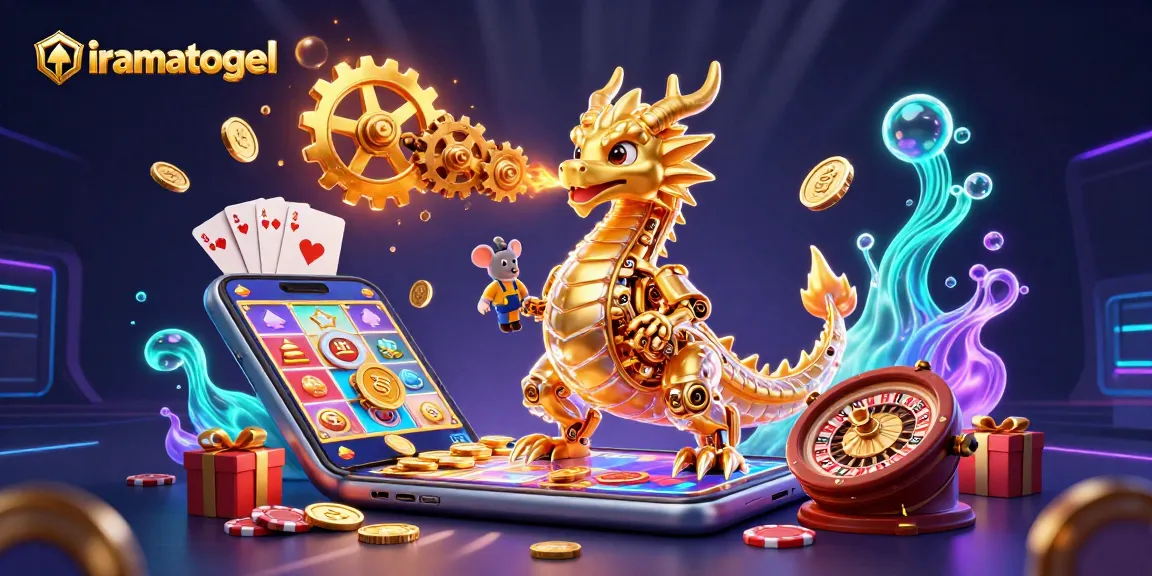 Memenangkan jackpot di iramatogel dengan naga emas dan elemen permainan slot yang menarik.