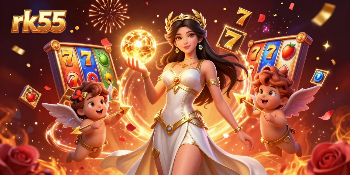 Experience thrilling jackpots with rk55 in this vibrant 3D casino illustration filled with excitement and glamour.