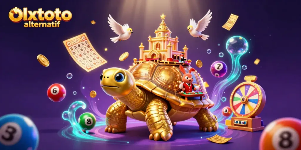 Experience thrilling gameplay with olxtoto alternatif featuring a golden tortoise casino and vibrant lottery elements.