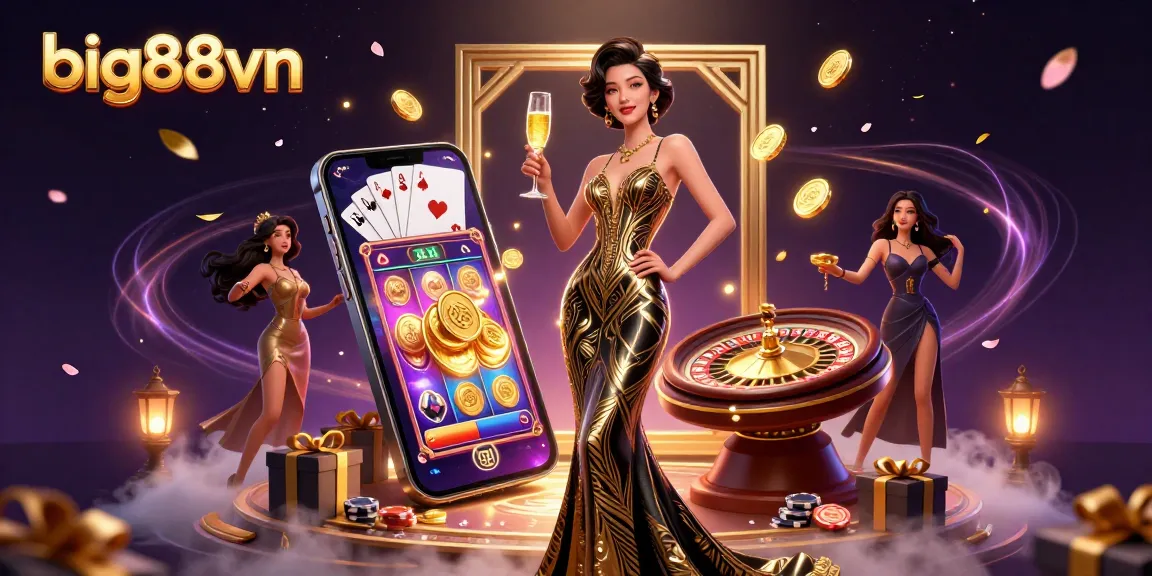 Experience the thrills at big88vn with a glamorous casino scene showcasing elegant gameplay.