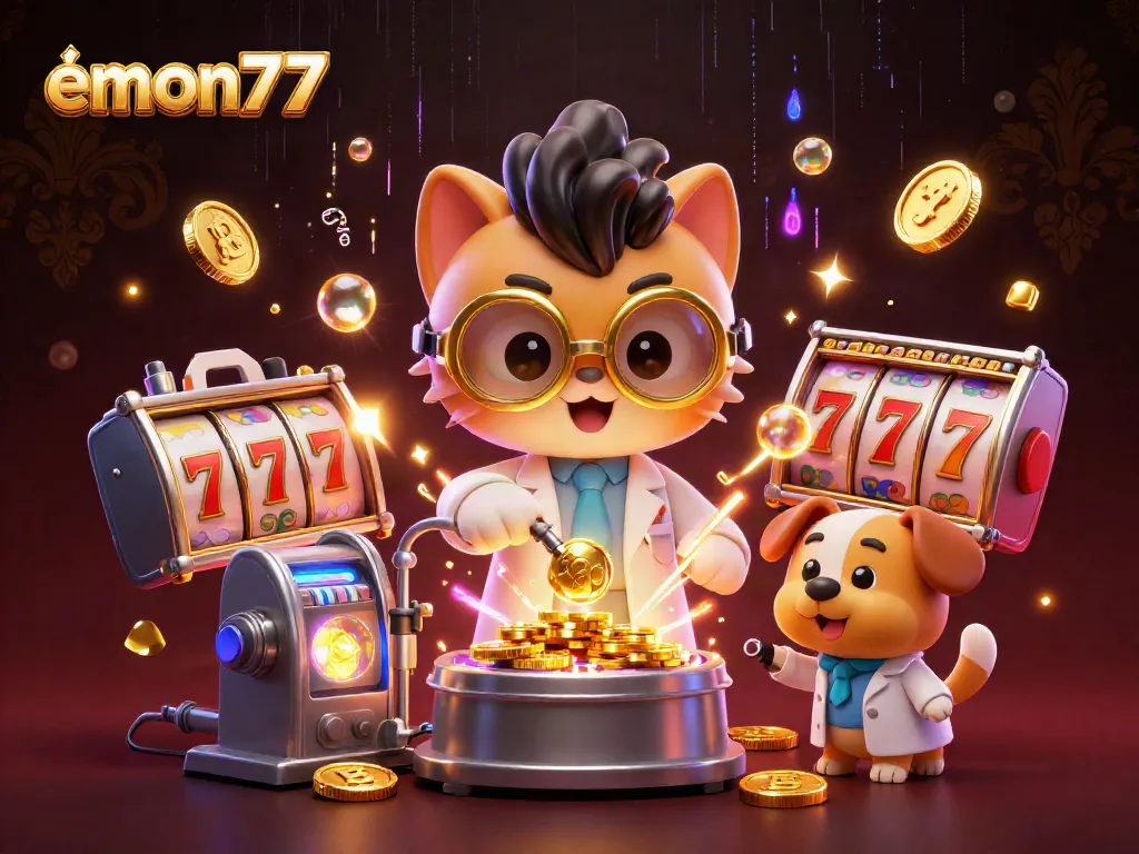 Experience the thrilling world of emon77 with 3D animated slots and lively characters capturing the excitement of online gaming.
