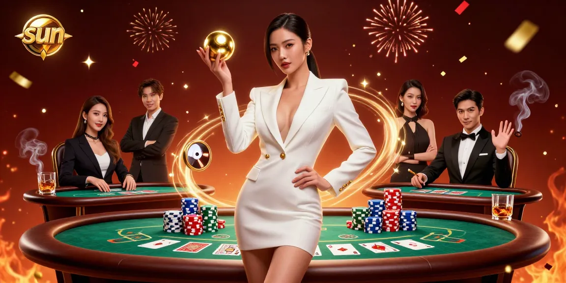 Experience thrilling casino action with a stunning "sun" scene of a woman holding a roulette ball.