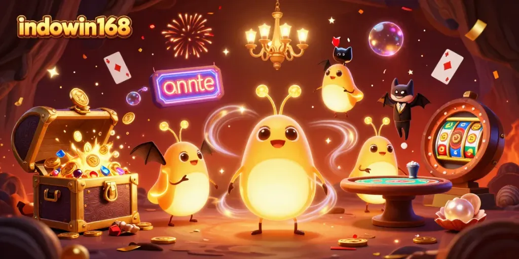 Experience thrilling gameplay at indowin168 with an energetic casino scene featuring animated glowworms