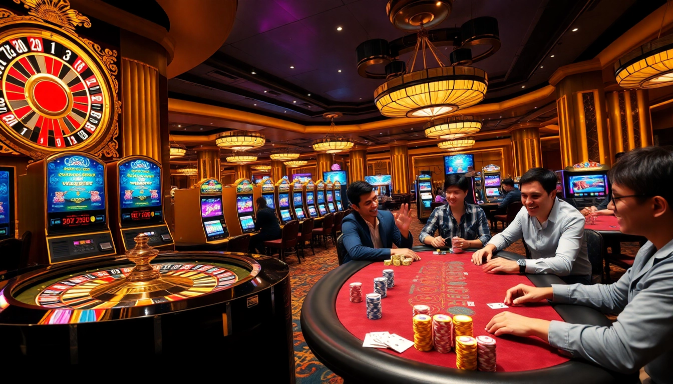 Experience the thrill of online gambling at https://78winn.co/ with vibrant visuals of casino games, winning players, and exciting action.