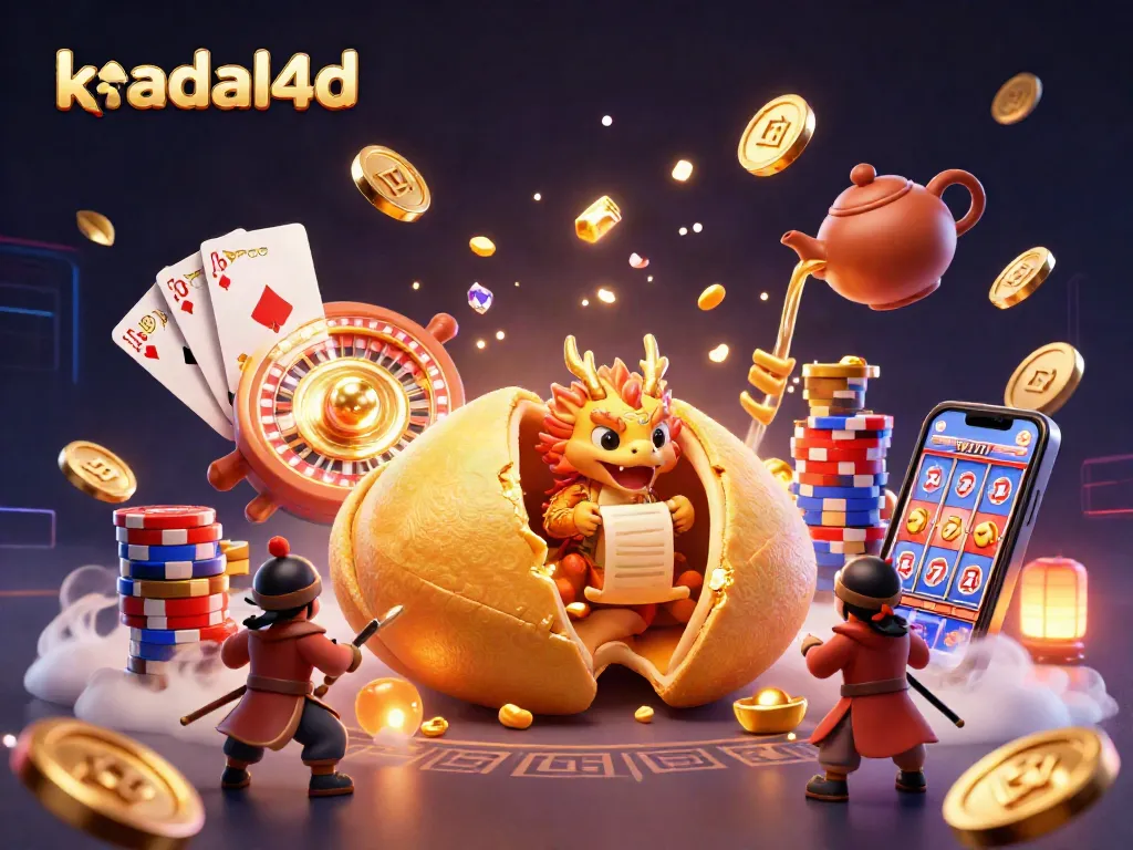 Enhance your kadal4d experience with this vibrant 3D casino illustration, showcasing luck and fortune.