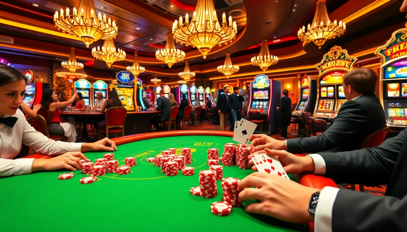 Engaging players at a luxurious poker table showcasing chips and cards at https://tg88.sale/.