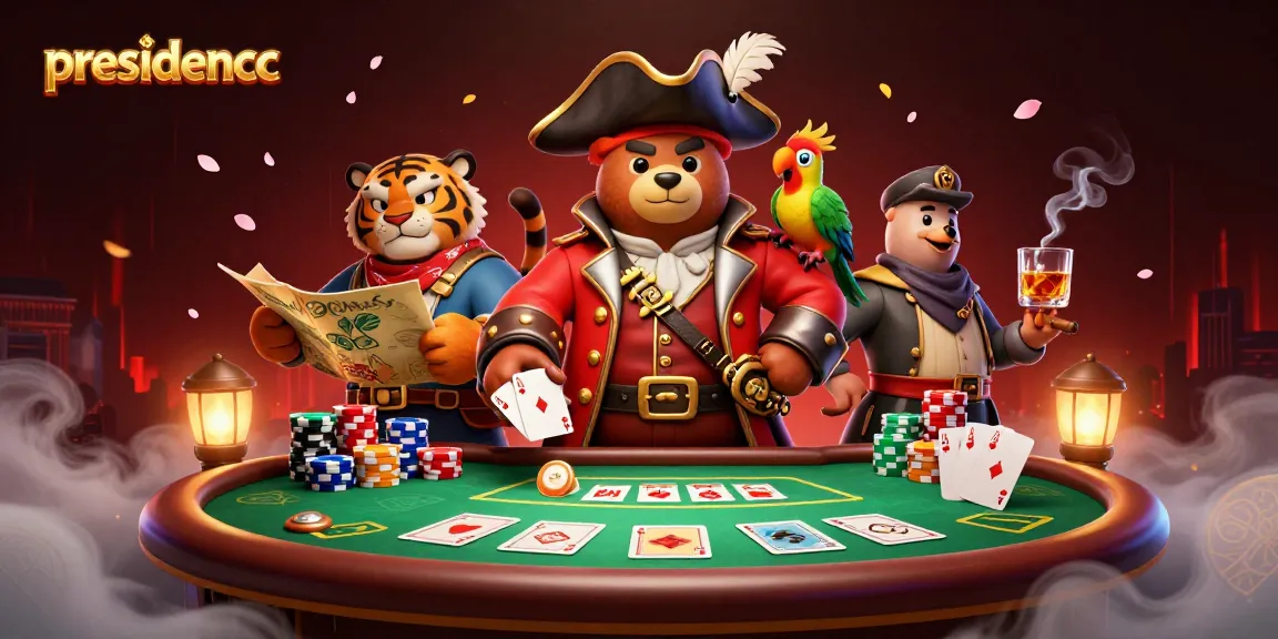 Engage in thrilling gaming with presidencc and strategic poker challenges in a vibrant 3D scene.