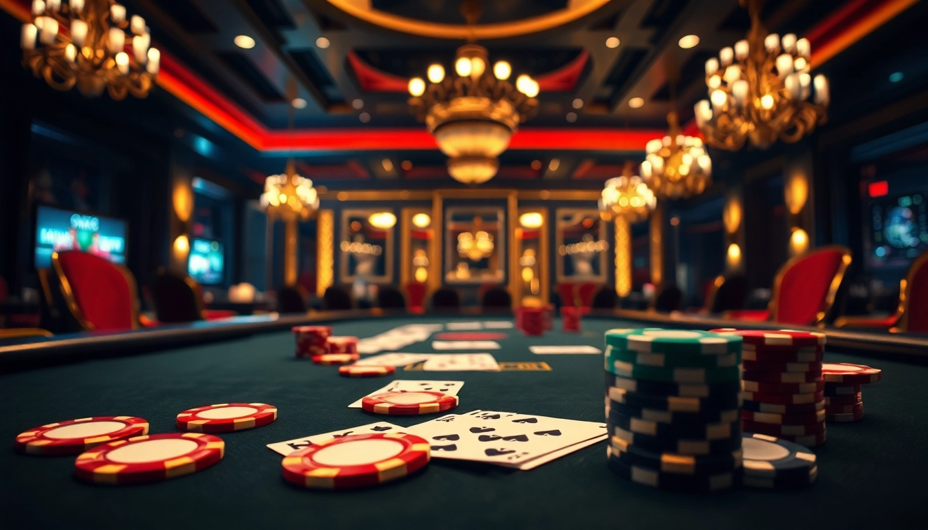 dentoto hadir di meja poker mewah, dengan tumpukan chip dan kartu penuh strategi.