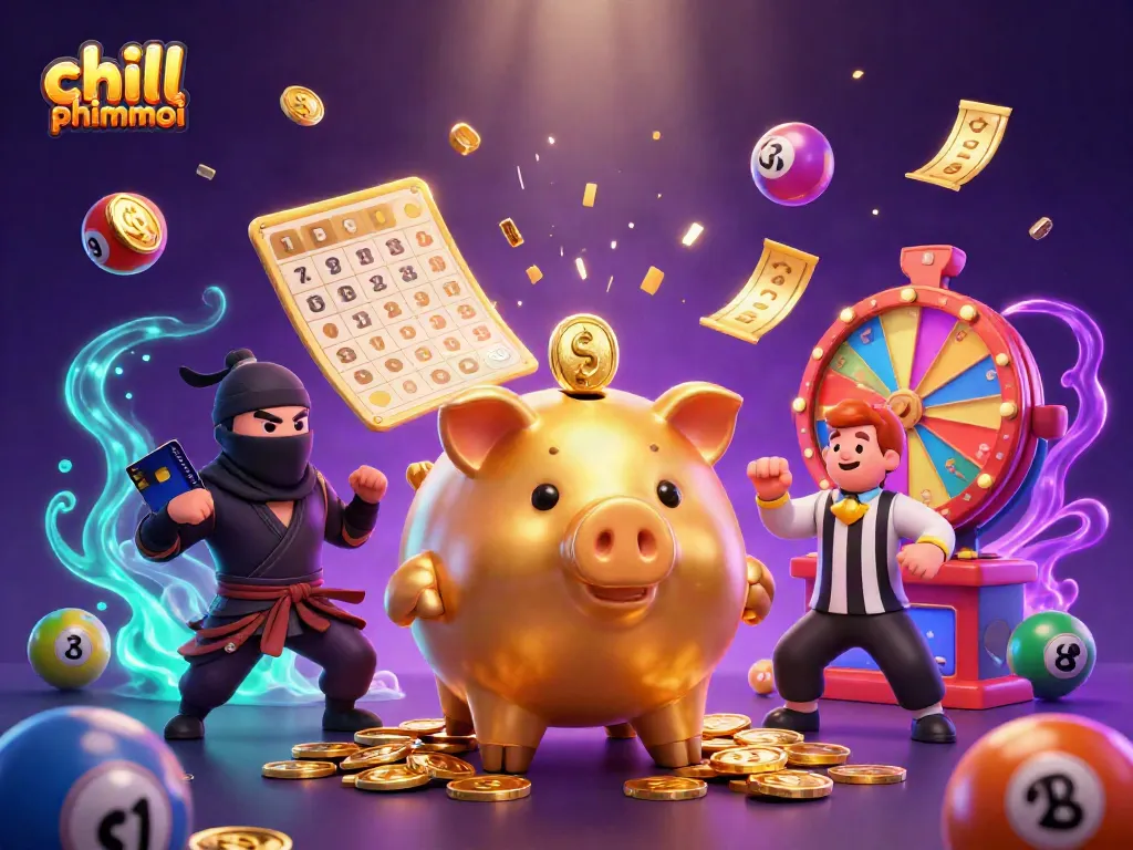 Watch the chill phimmoi piggy bank sumo wrestler shake coins over a dynamic casino scene.