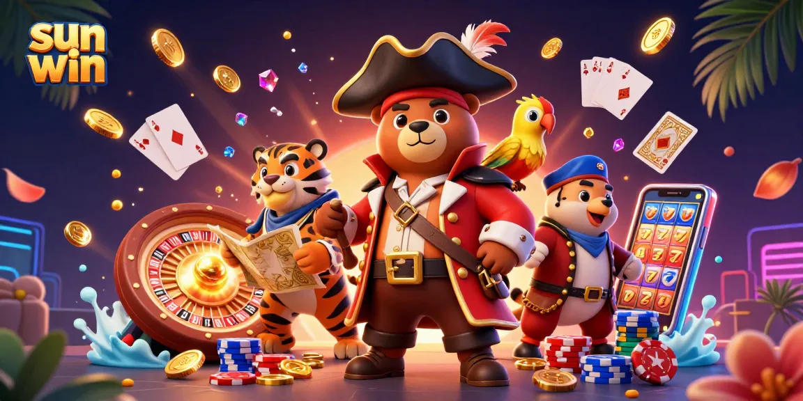 Experience the excitement of sun win with dynamic casino elements in a vibrant 3D scene.