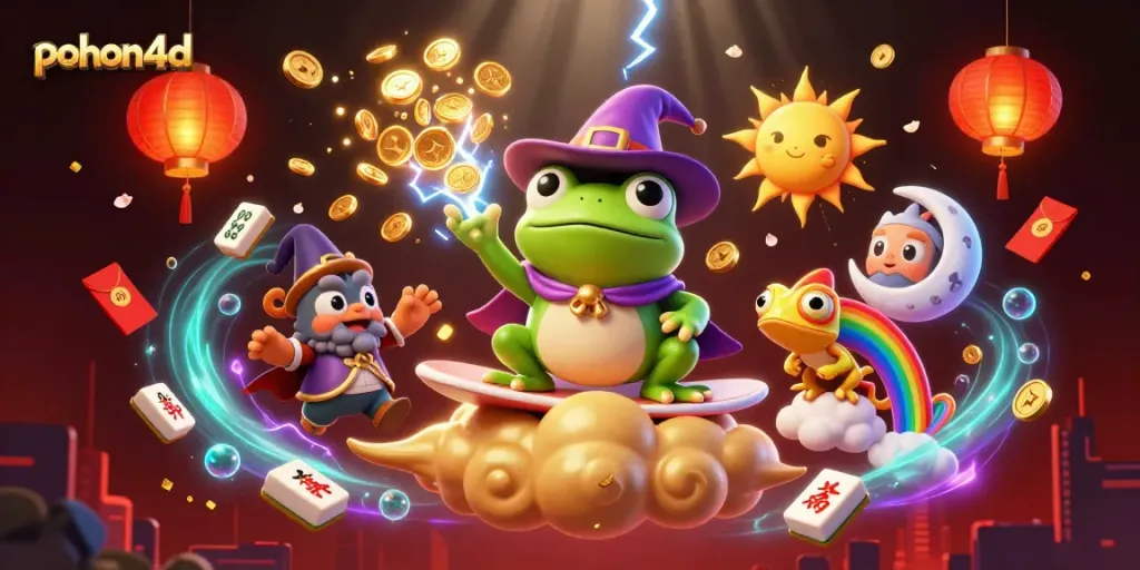 Join the action with pohon4d as the weather wizard frog brings fortune in coins and luck!