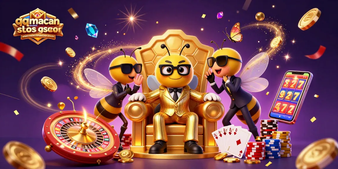Spin and win with qqmacan situs resmi toto slot gacor online terpercaya hari ini, showcased in a vibrant casino setting full of animated excitement.