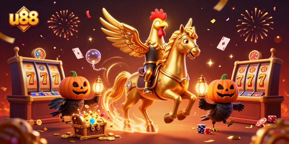 Experience adventure with u88 at the casino as a golden rooster champions the night!