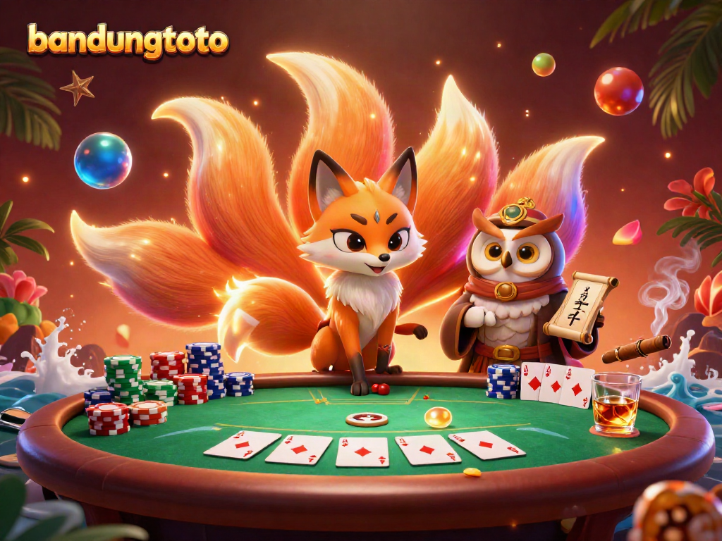 Experience vibrant excitement at bandungtoto with a dazzling poker scene full of animated characters and game elements.