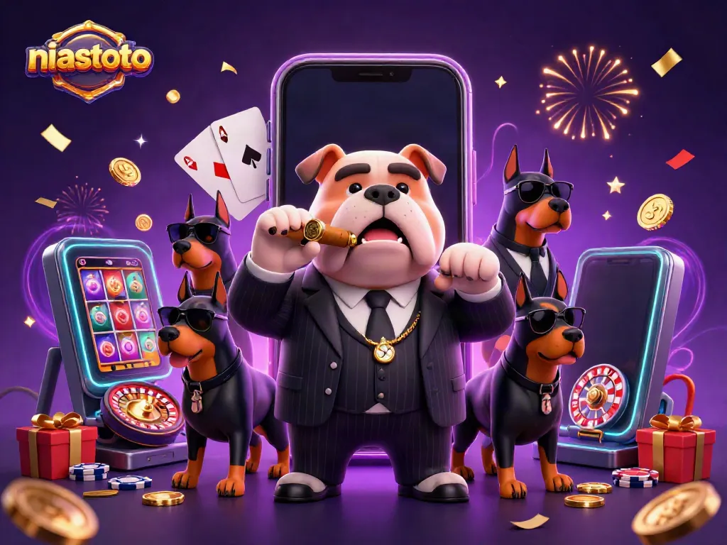 Experience niastoto's excitement with a mafia boss bulldog, online gaming, and vibrant casino elements.