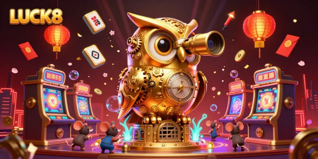 Experience the excitement of LUCK8 with lively characters and vibrant casino elements.