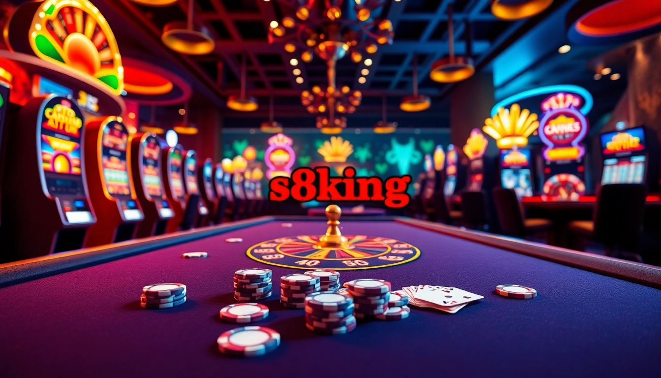 Experience the excitement of online gambling with s8king.com featuring vibrant casino elements.