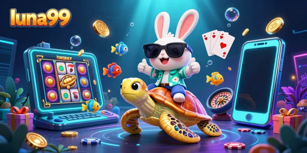 Luna99 memberikan pengalaman permainan slot menggembirakan dengan kelinci beruntung dan kura-kura emas.