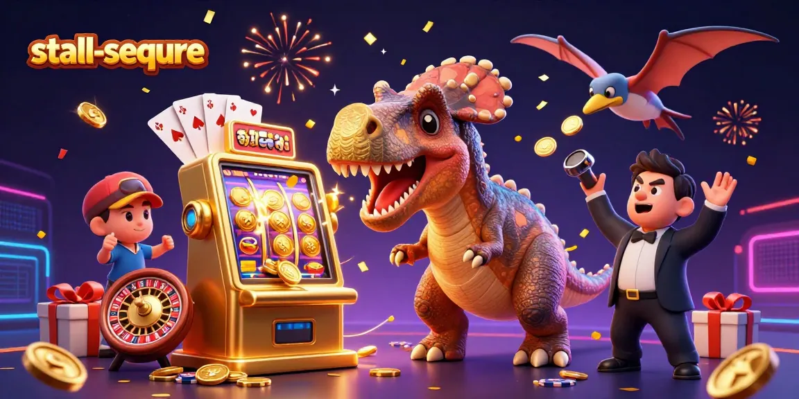Menangkan jackpot di stall-secure dengan mesin slot emas yang dibantu oleh pachycephalosaurus.