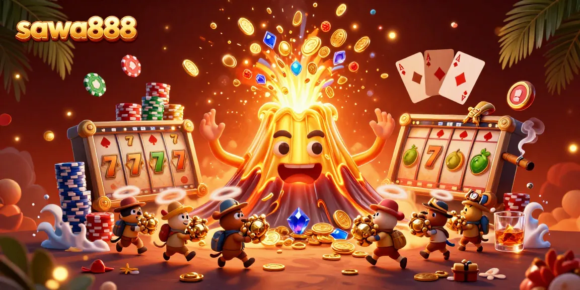 Sawa888 showcases an eruption of coins and treasures, bringing the thrill of slots to life in vibrant 3D.