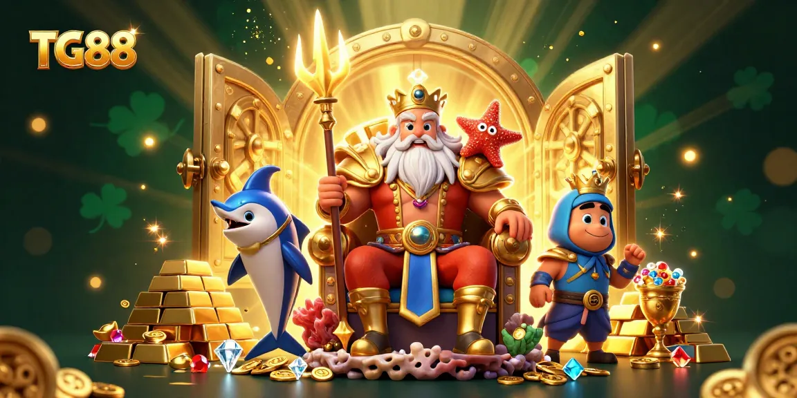 Win big at TG88 with vibrant 3D illustration showcasing thrilling casino elements and energetic characters.