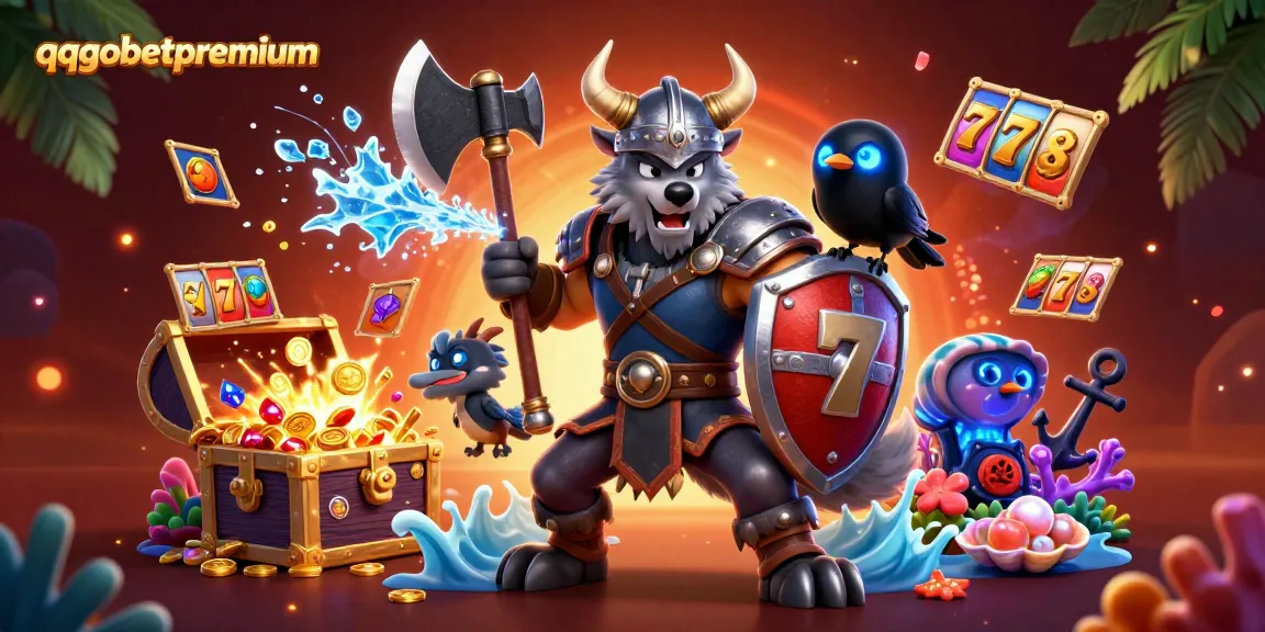 Experience exciting gaming with qqgobetpremium’s Viking wolf warrior, dragon, and treasure elements in action.