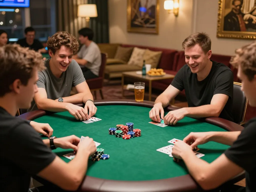 Pemain terlibat dalam permainan poker yang menarik di rumah dengan menunjukkan strategi dalam suasana paris888