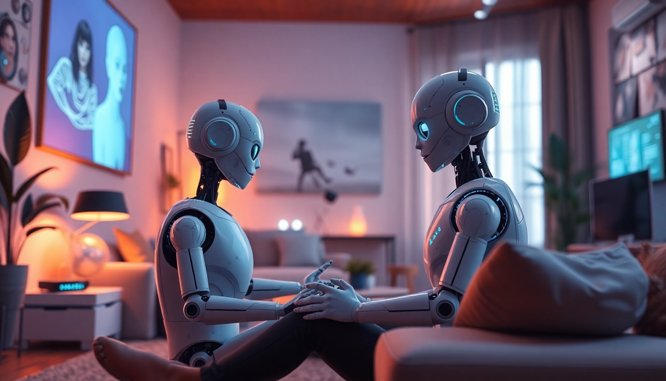 Engaging interaction with a crush ai companion in a cozy, modern living room.