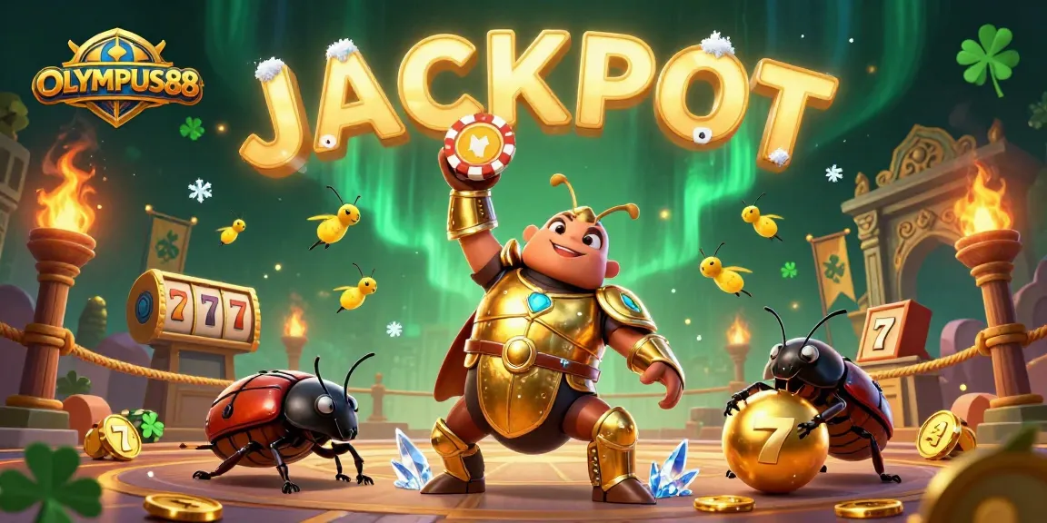 OLYMPUS88 tampilkan kasino slot online dengan jackpot yang bersinar dan karakter menarik.