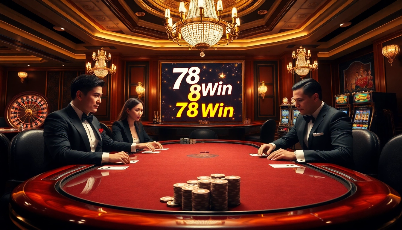 Experience the excitement of gambling with Link vào 78Win at a lively poker table.