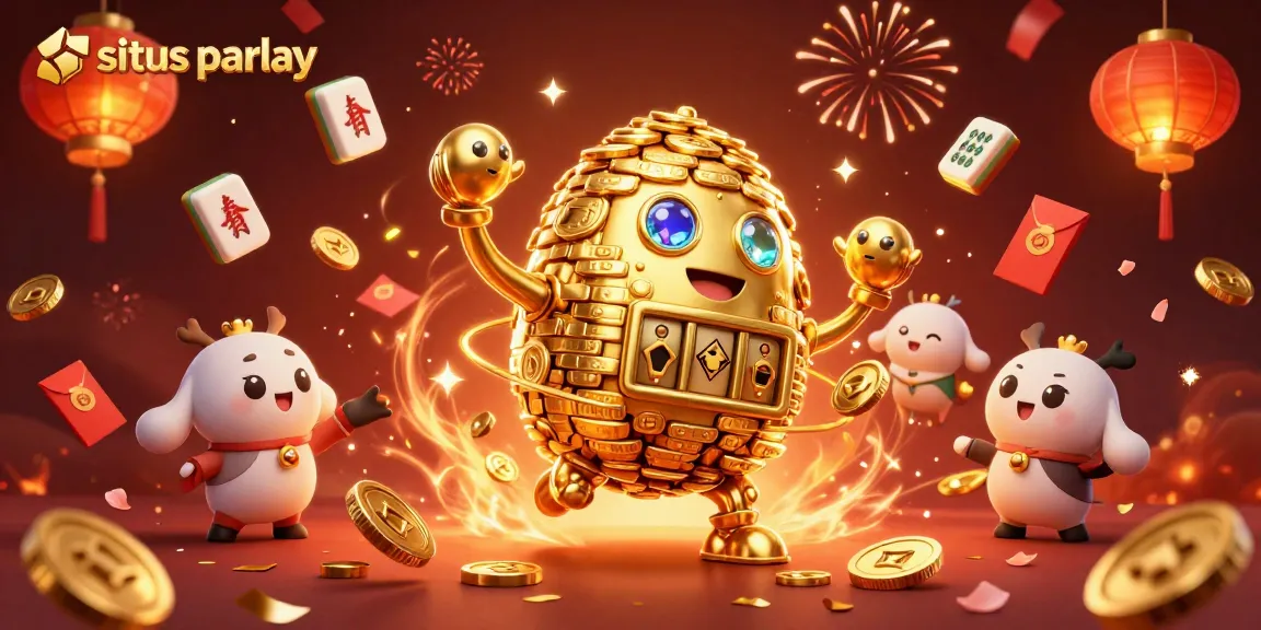 Putar dan menangkan di situs parlay dengan simbol mesin slot yang mengelilingi golem emas.