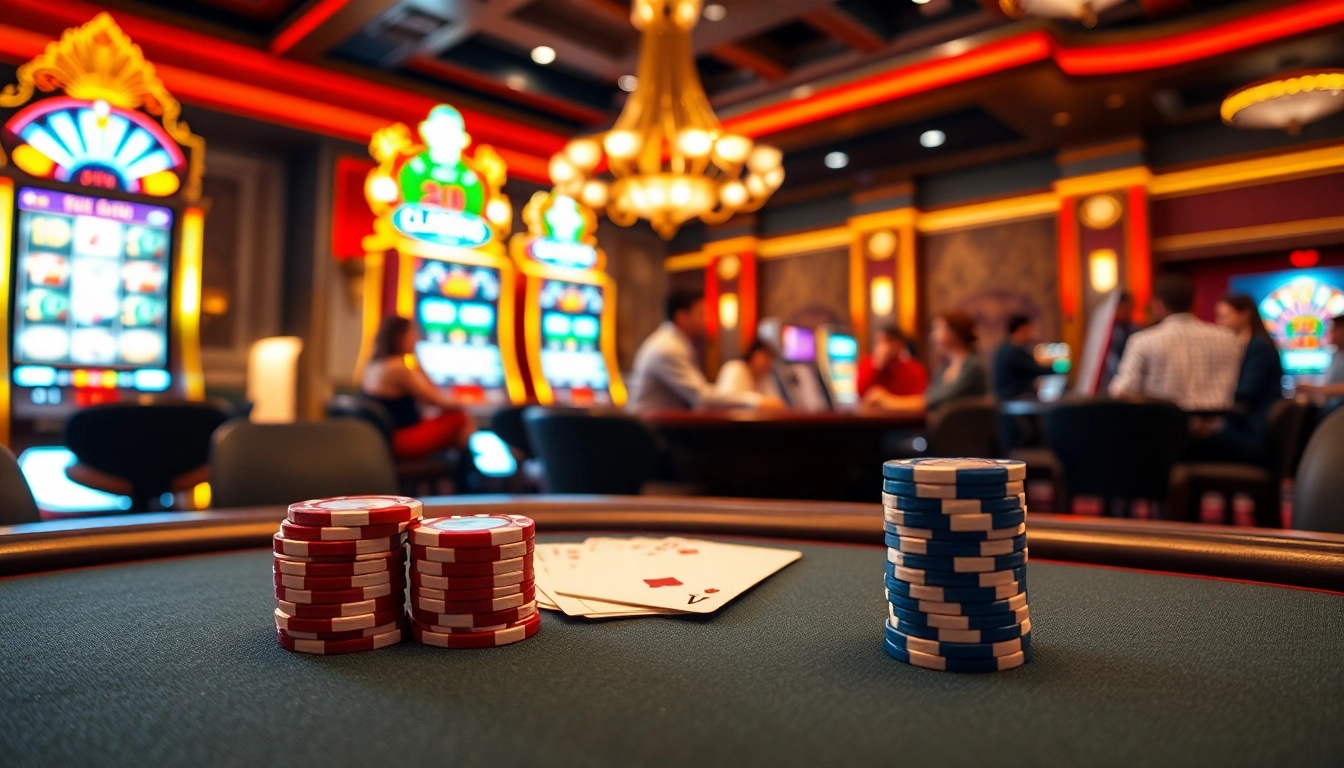 Engaging players at a luxurious casino featuring action-packed scenes, highlighting Nhà cái uy tín luck8.